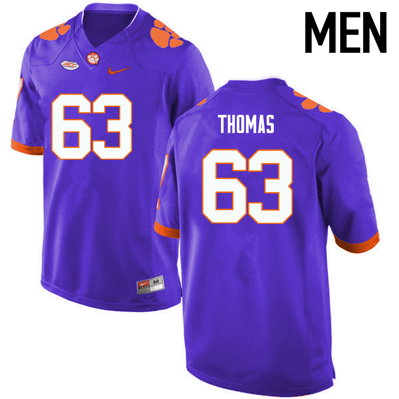 Men Clemson Tigers #63 Brandon Thomas College Football Jerseys-Purple - Click Image to Close